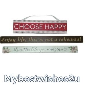 Decorative Signs Set Choose Happy Live The Life You Imagined Enjoy Life